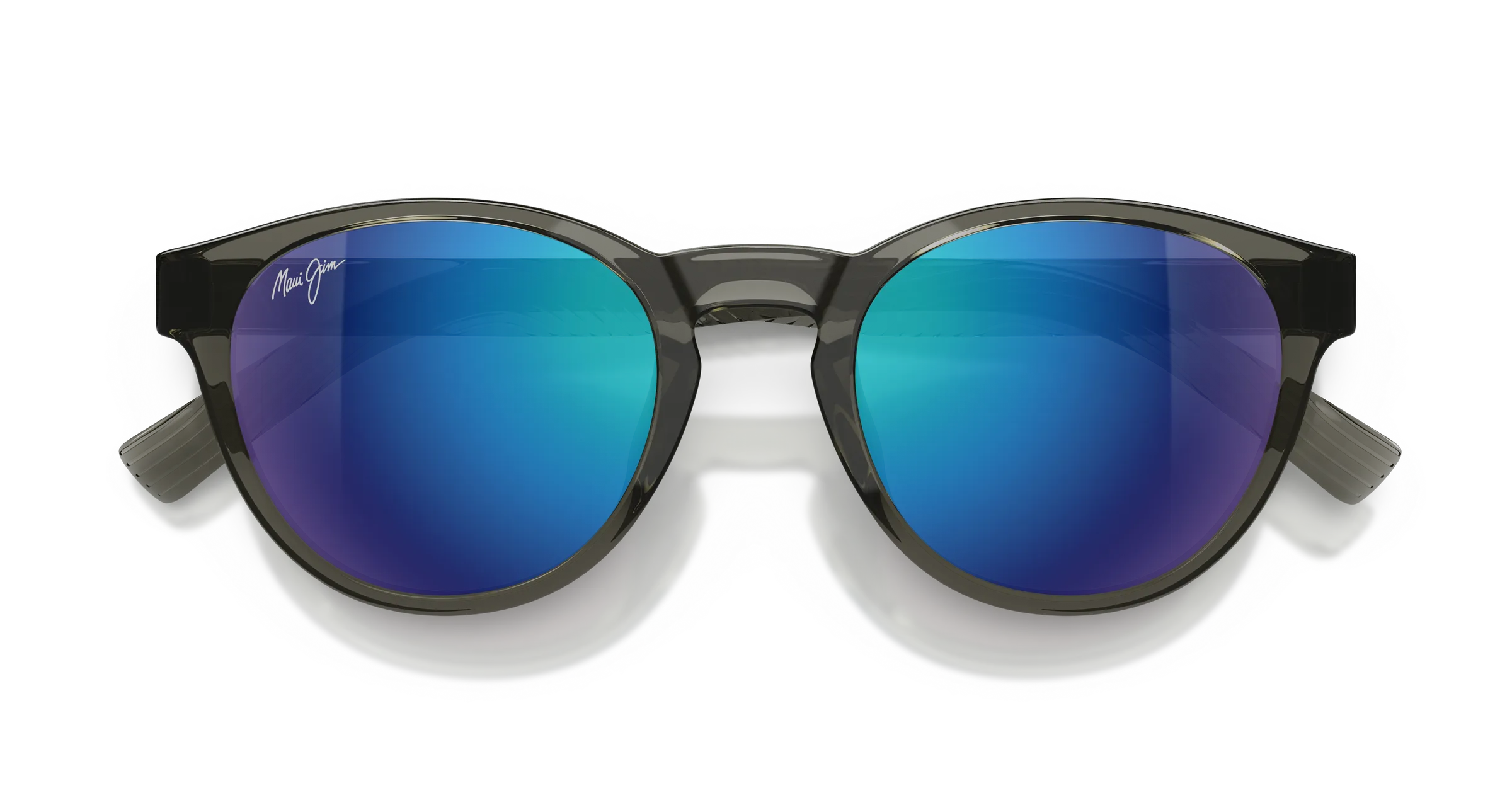 Maui Jim Lawena SKU MJ0364S-004 Shiny Transparent Dark Grey Classic Round Blue Hawaii Polarized Sunglasses