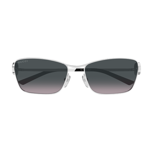 Gucci GG2045S 002 Silver Metal Sunglasses with Double Gradient Grey Bio Nylon Lenses