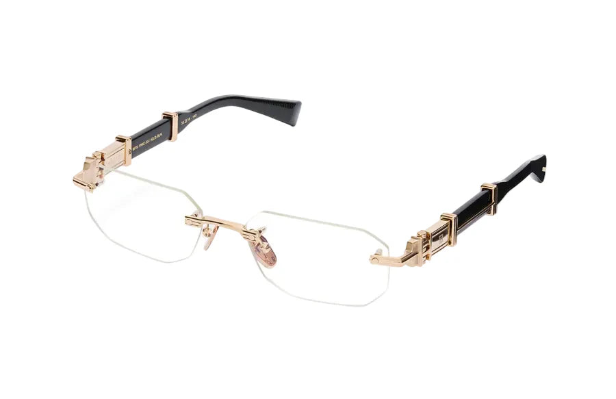 Balmain Arcade BPX-194C-01 Polished Gold & Black Luxury Rimless Octagon Eyeglasses Frame