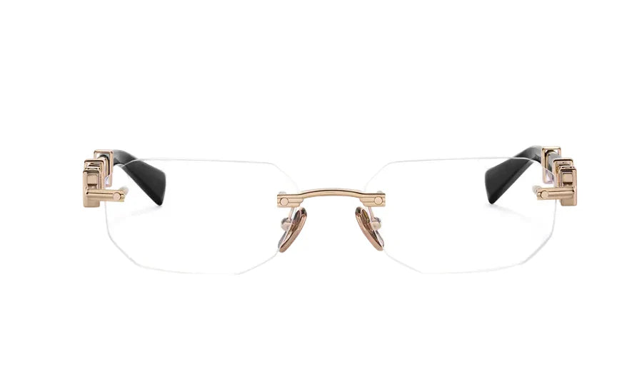 Balmain Arcade BPX-194C-01 Polished Gold & Black Luxury Rimless Octagon Eyeglasses Frame