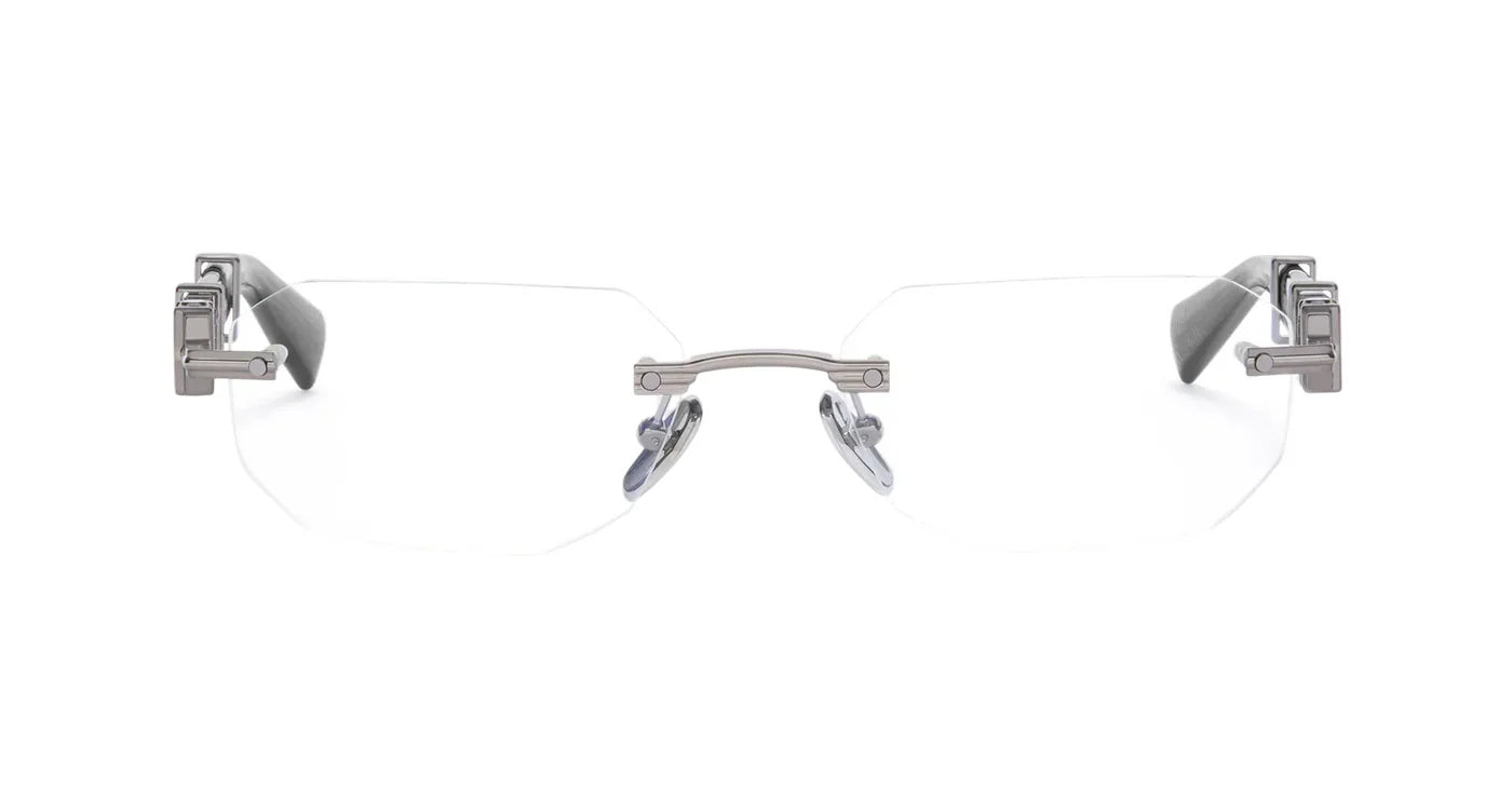 Balmain Arcade BPX-194D-01 Polished Palladium & Grey Luxury Rimless Square Eyeglasses Frame