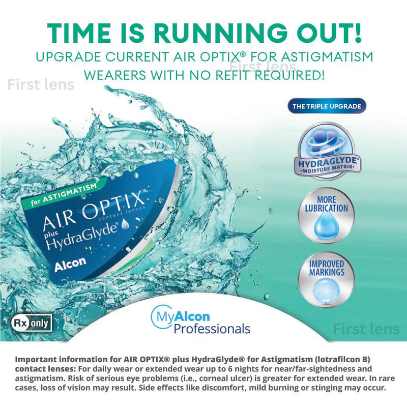 Alcon Air Optix Plus HydraGlyde for Astigmatism Monthly Contact Lenses