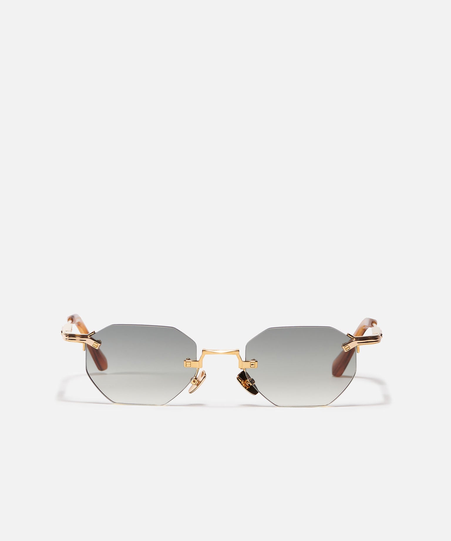 John Dalia Curtis C408 Luxury Rimless 22k Yellow Gold Plated Hexagonal G15 Gradient Sunglasses