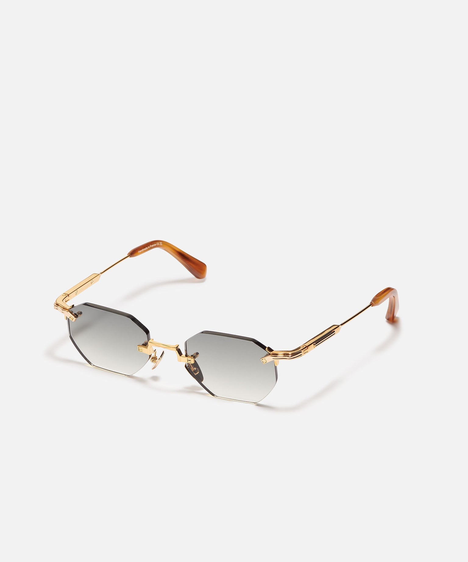 John Dalia Curtis C408 Luxury Rimless 22k Yellow Gold Plated Hexagonal G15 Gradient Sunglasses