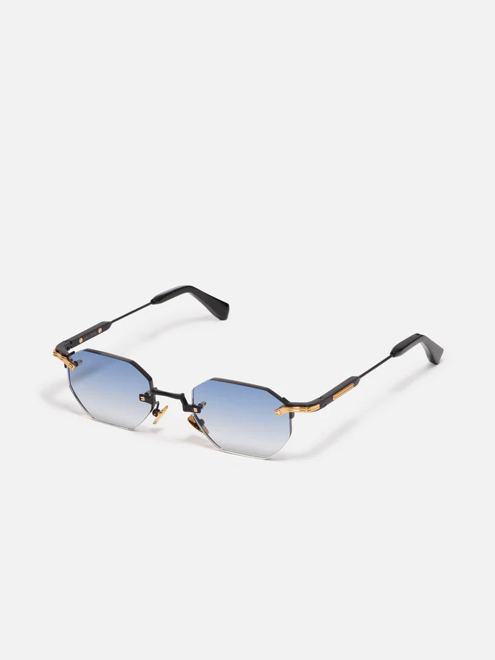 John Dalia Curtis C454 Luxury Hexagonal Rimless Sunglasses — Yellow Gold & Infinite Black