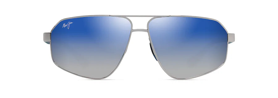 MAUI JIM KEAWĀWA MJ0620S-002 - DBS620-17 Shiny Silver with Dark Blue / Dual Mirror Blue to Silver