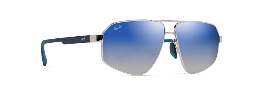 MAUI JIM KEAWĀWA MJ0620S-002 - DBS620-17 Shiny Silver with Dark Blue / Dual Mirror Blue to Silver