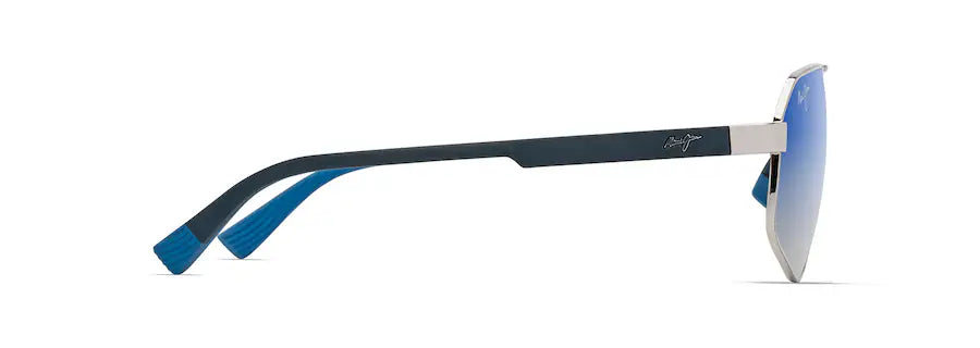 MAUI JIM KEAWĀWA MJ0620S-002 - DBS620-17 Shiny Silver with Dark Blue / Dual Mirror Blue to Silver