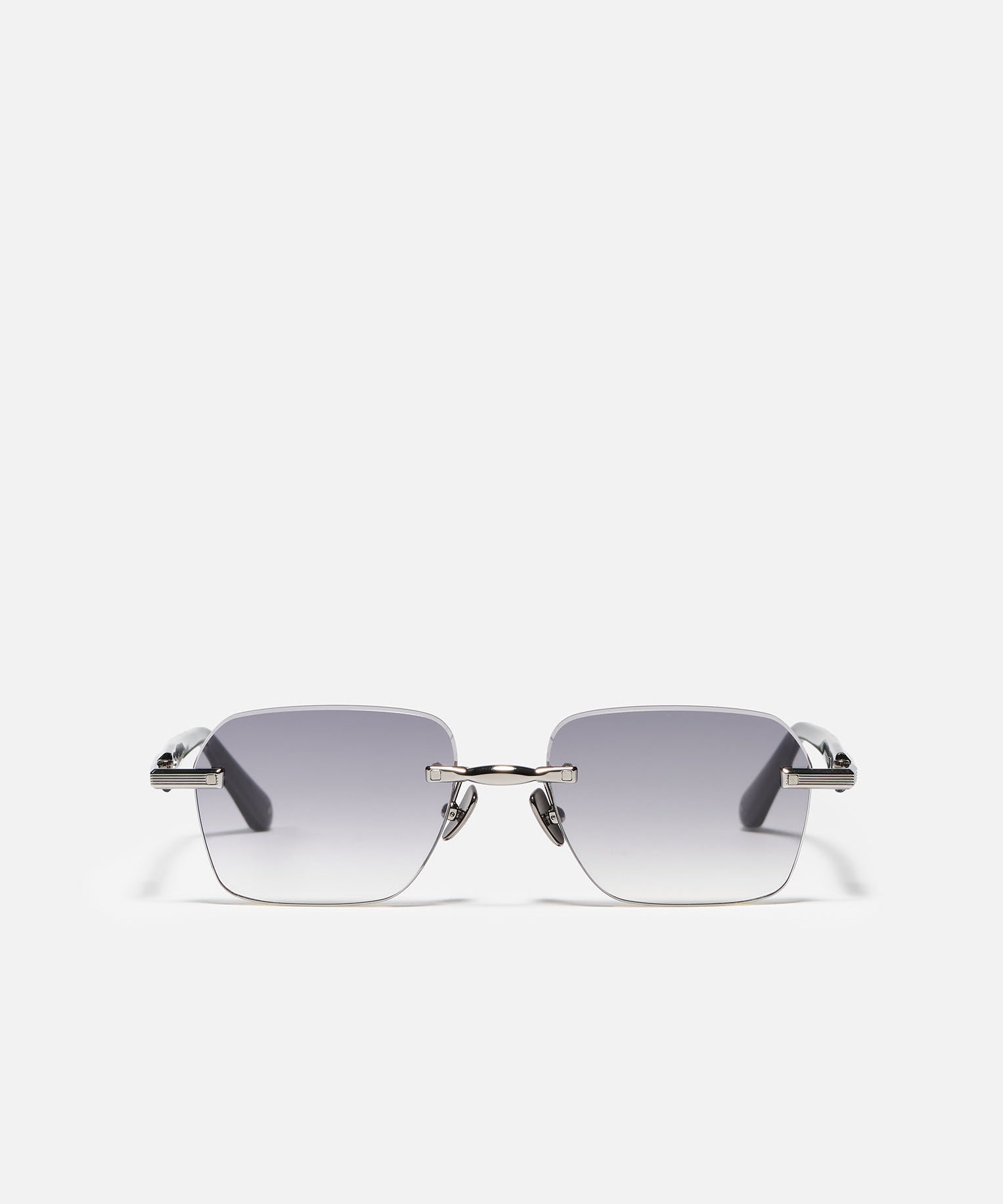 John Dalia Amaru C520 Ruthenium Plated Rimless Rectangle Grey Gradient Lens Sunglasses