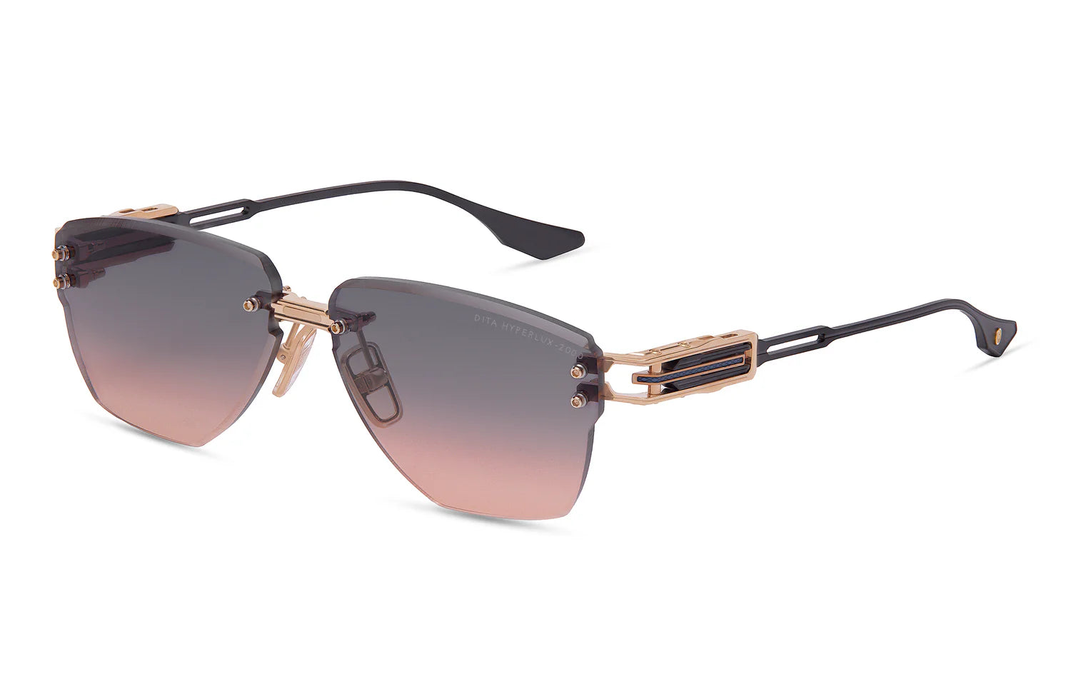 DITA HYPERLUX-2000 DTS197-A-03 Rose Gold - Blue - Black Iron Rimless Sunglasses
