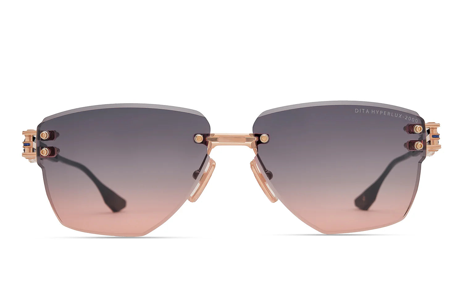 DITA HYPERLUX-2000 DTS197-A-03 Rose Gold - Blue - Black Iron Rimless Sunglasses