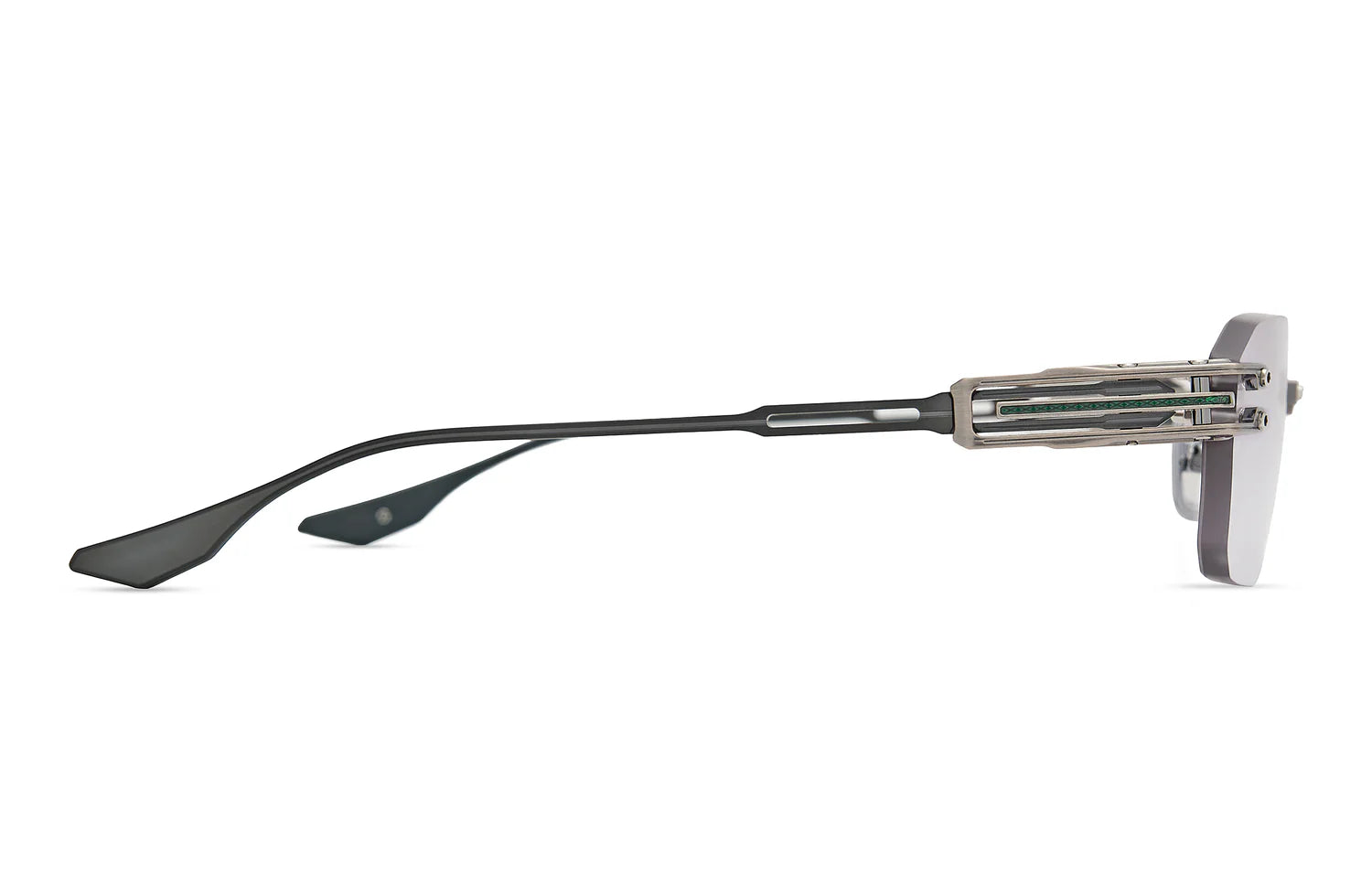 Dita Hyperlux-3000 DTX198-A-02 Antique Silver, Green & Black Iron Frontside Mount Rimless Titanium