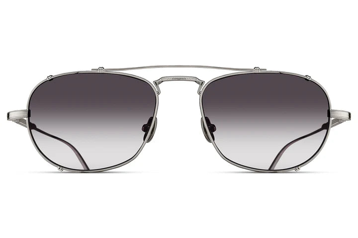 Matsuda M3151 PW/54 – Silver Titanium Square Sunglasses with Grey Lenses