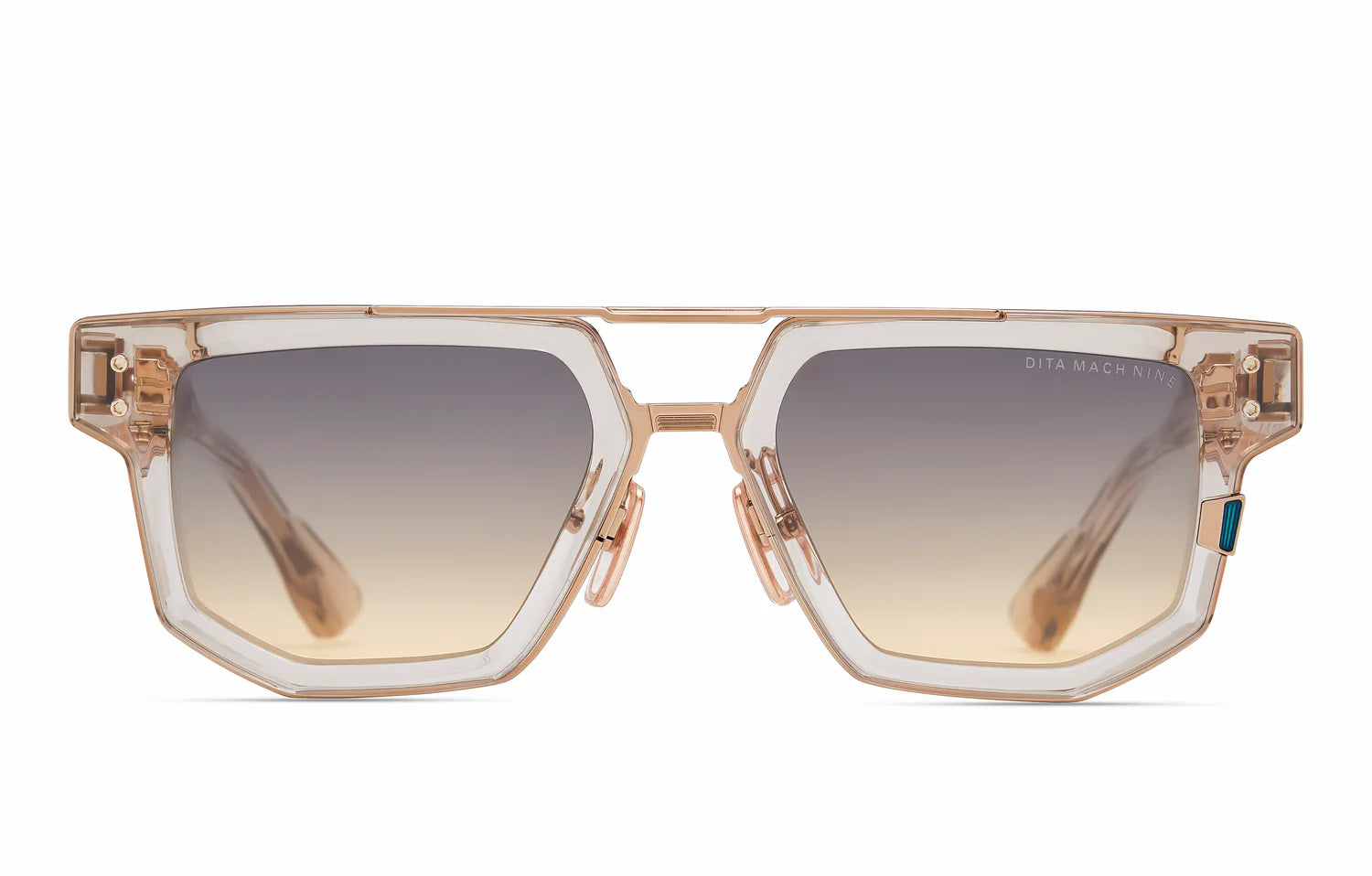 Dita Mach-Nine DTS478-A-02 Khaki Crystal & Rose Gold Full Rim Titanium & Japanese Acetate Aviator Sunglasses
