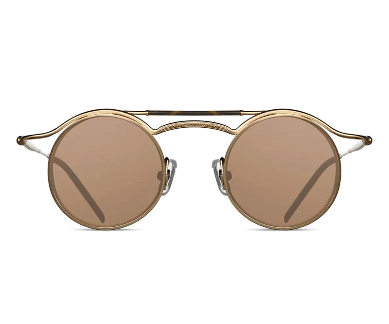 Matsuda M2903H MAS/43 – Matte Antique Silver Round Sunglasses with Cobalt Blue Lenses