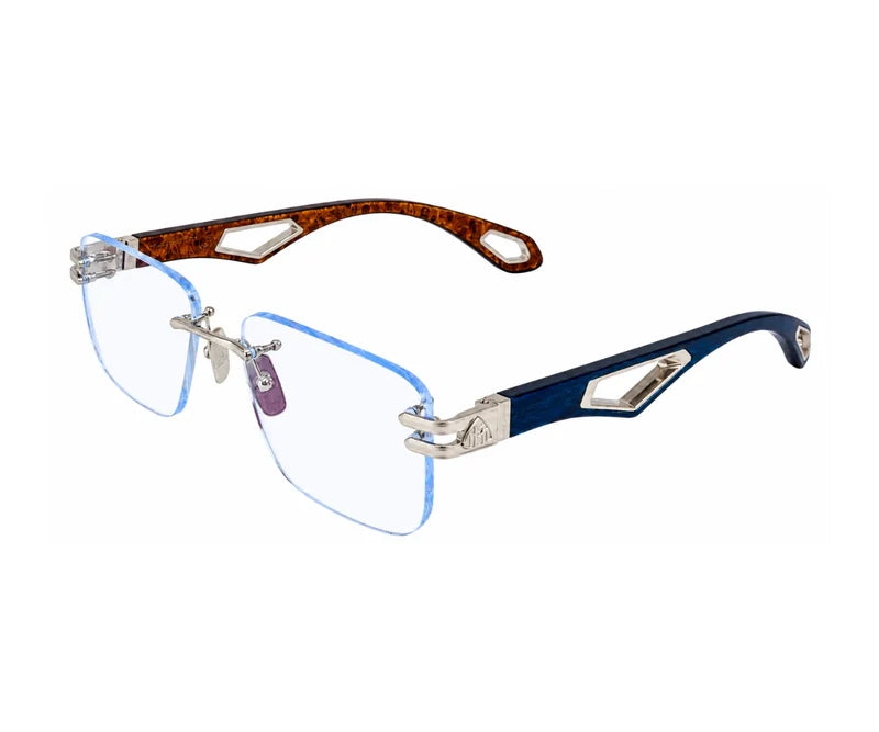 MAYBACH THE HIGHNESS II Color PA/WDB/Z65 Palladium Plated Grey Gunmetal Wood Titanium Rimless Eyeglasses