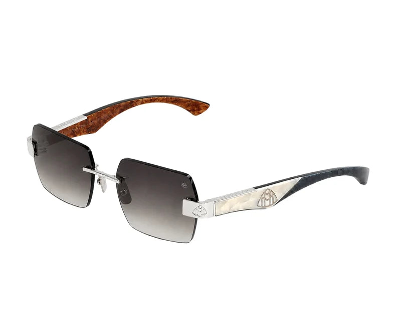 MAYBACH The Magic I Color PA-WDJ-M11 Palladium Plated Silver Titanium Wood Rimless Sunglasses