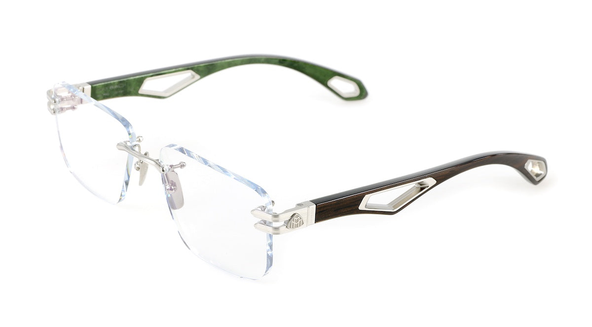 MAYBACH THE HIGHNESS II Color PA-WGC-Z65 Palladium Plated Titanium Ebony Forrest Green Maple Eyeglasses Frame