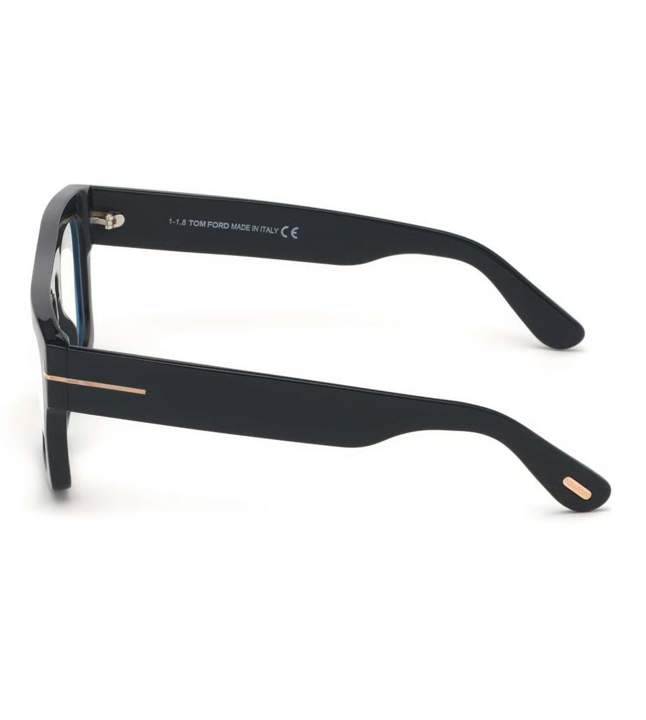 Tom Ford TF5634-B 001 Shiny Black Full Rim Acetate Geometric Square Blue Block Optical Eyeglasses Frame