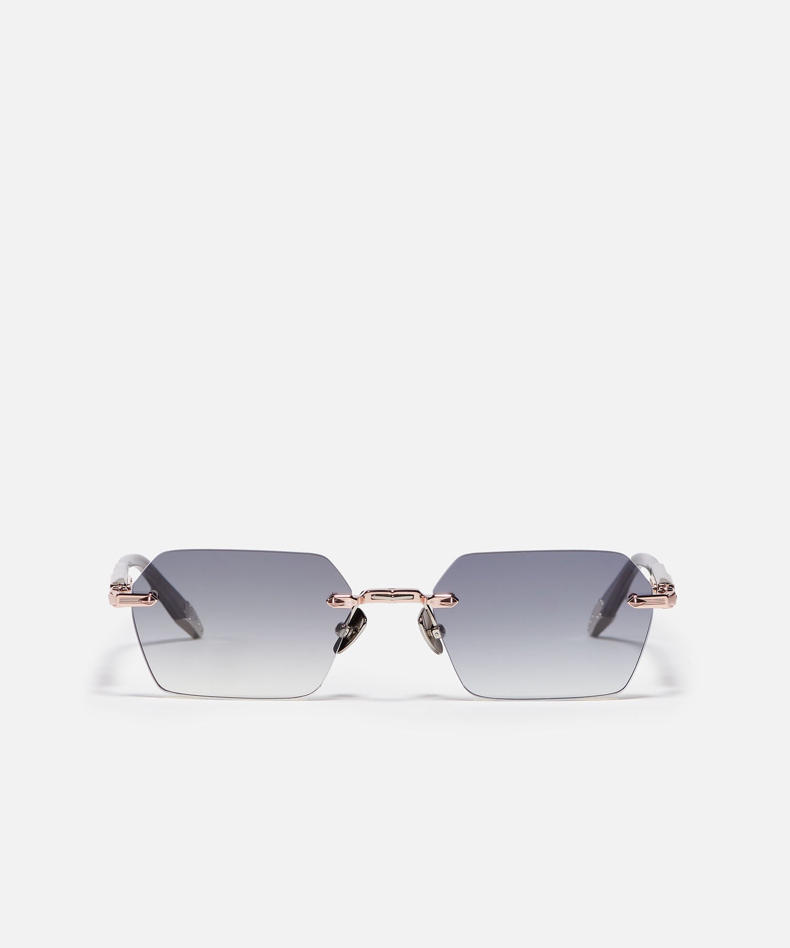 John Dalia R03 C476 Platinum Plated Rimless Sharp Rectangle Grey Gradient Lens Sunglasses