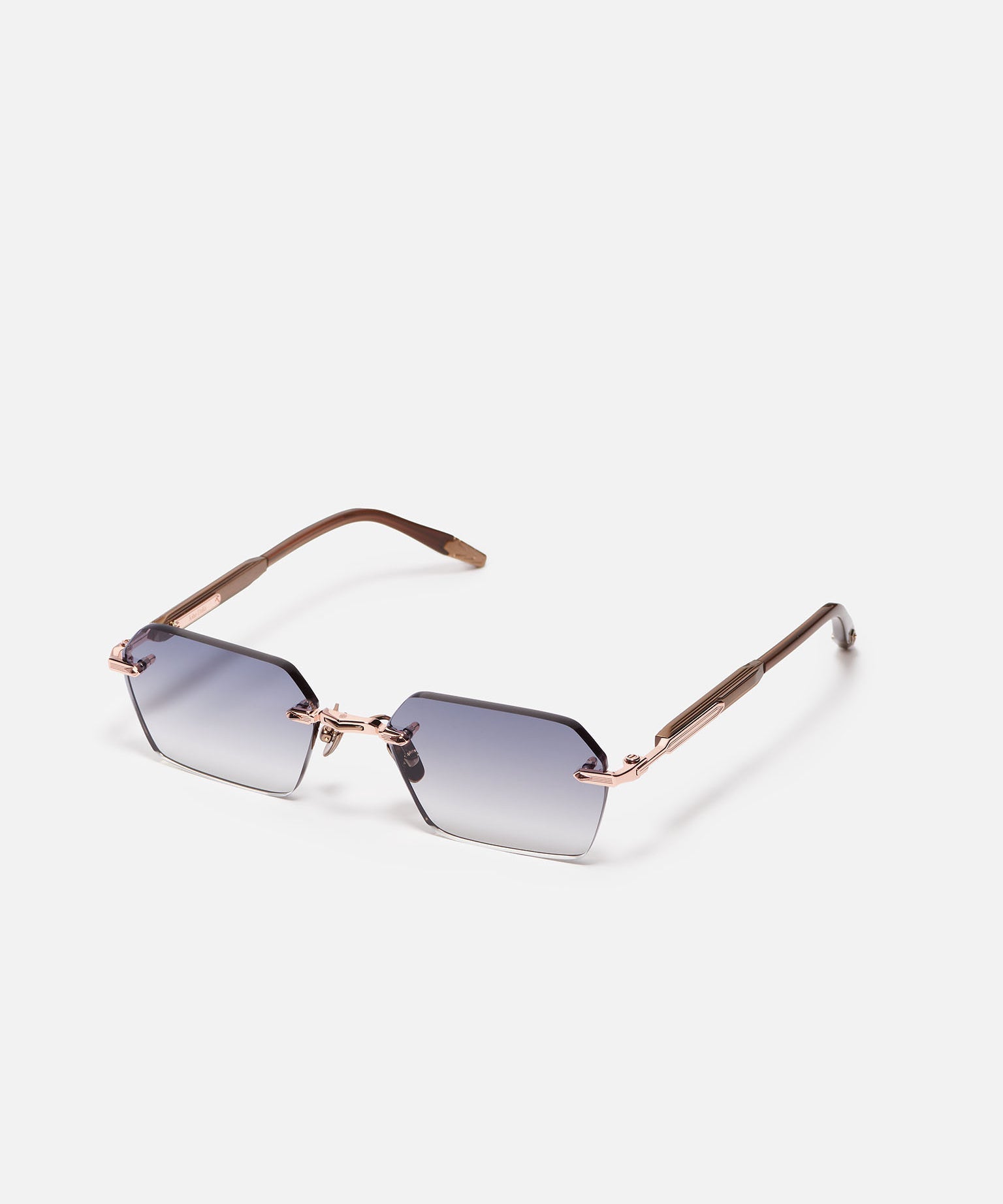 John Dalia R03 C476 Platinum Plated Rimless Sharp Rectangle Grey Gradient Lens Sunglasses