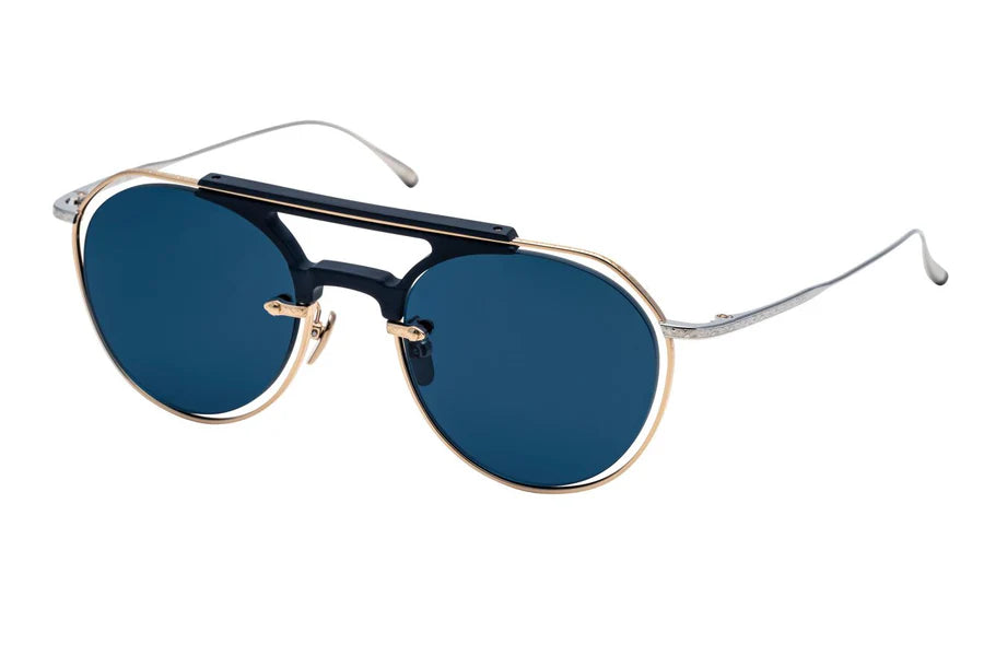 Masunaga x Kenzo Takada RHEA 19Black & Gold Square Sunglasses
