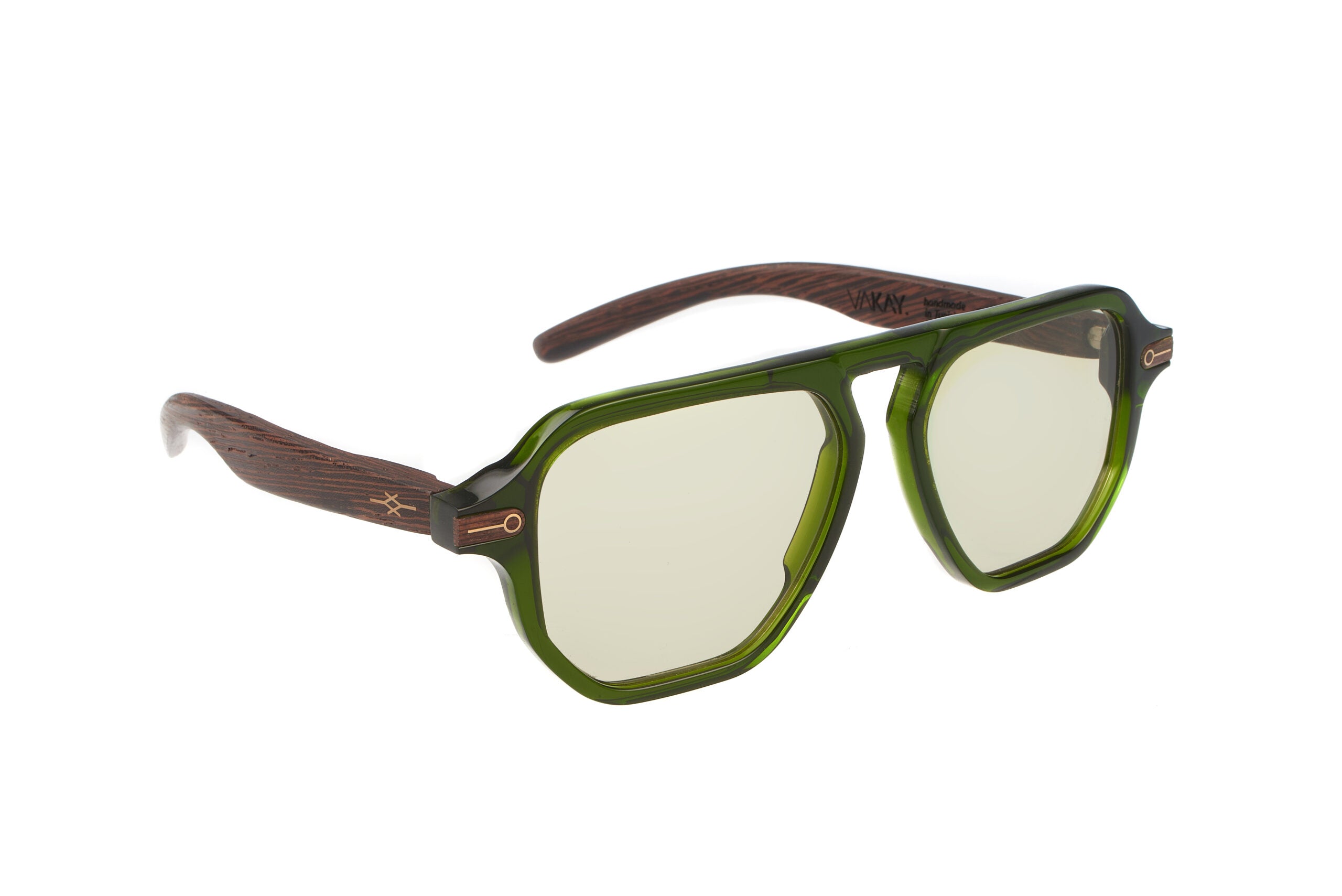 VAKAY Bold V27 Green Handmade Wooden Oversized Sunglasses