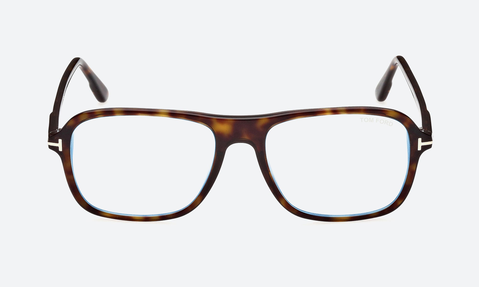 Tom Ford TF5806-B 052 Polished Havana Full Rim Acetate Large Square Blue Block Optical Eyeglasses Frame