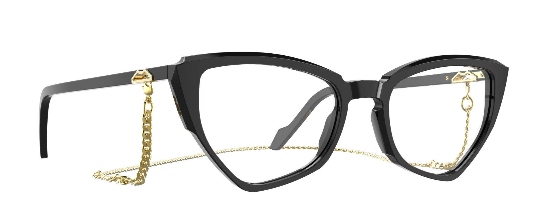 Original Vintage Sunglasses Naples Bay NB09 Black & Gold Cat-Eye Frame with Detachable Chain