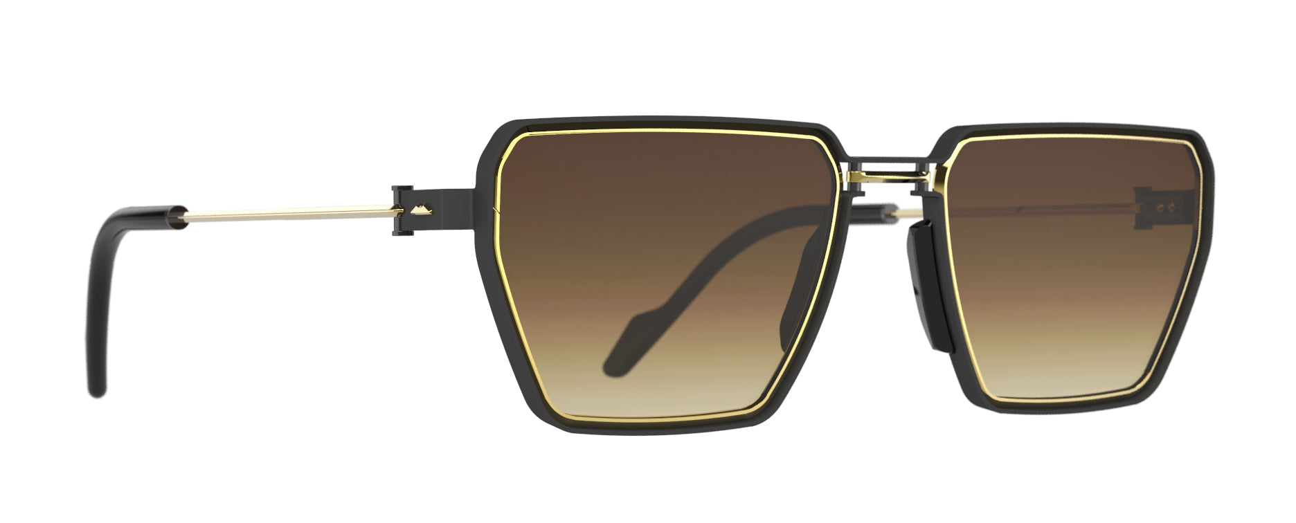Original Vintage Sunglasses Weldless WL01 Black Gold Frame with Gradual Brown 70% Lenses
