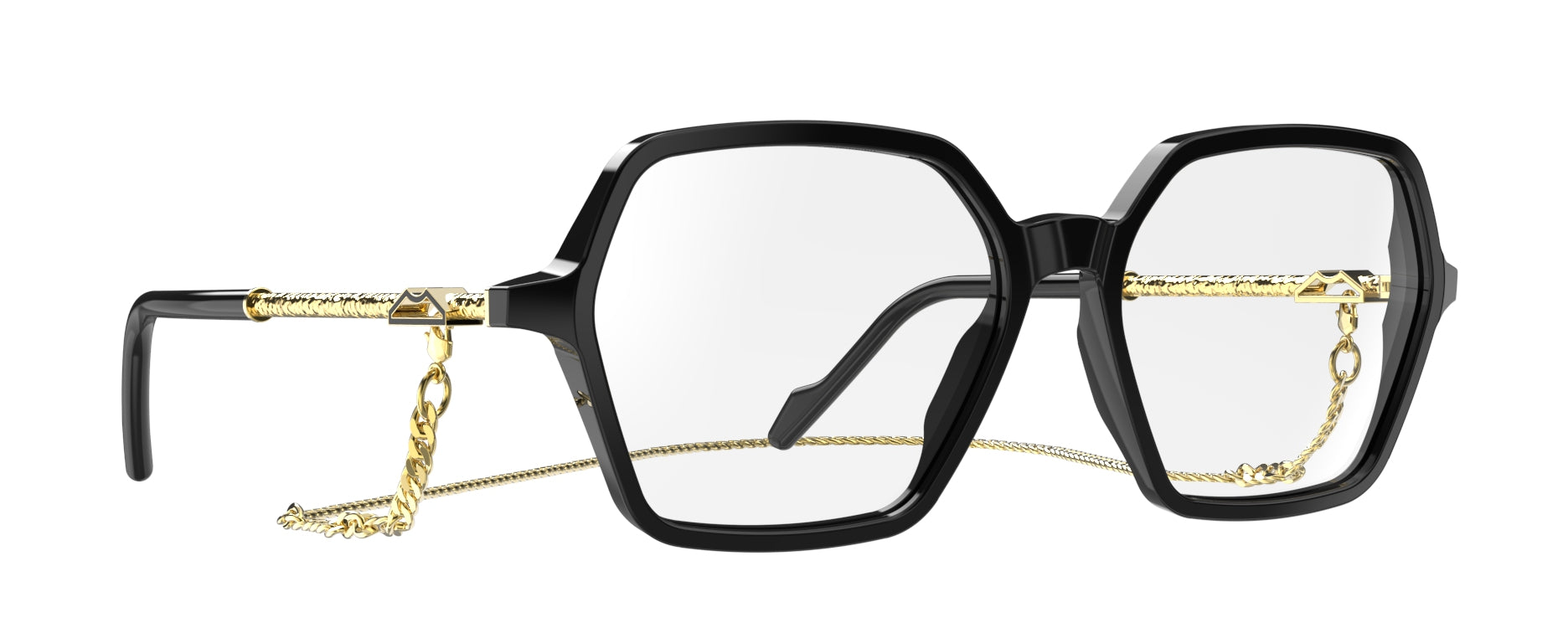 Original Vintage Sunglasses Naples View NIV02 Black Gold Hexagonal Frame