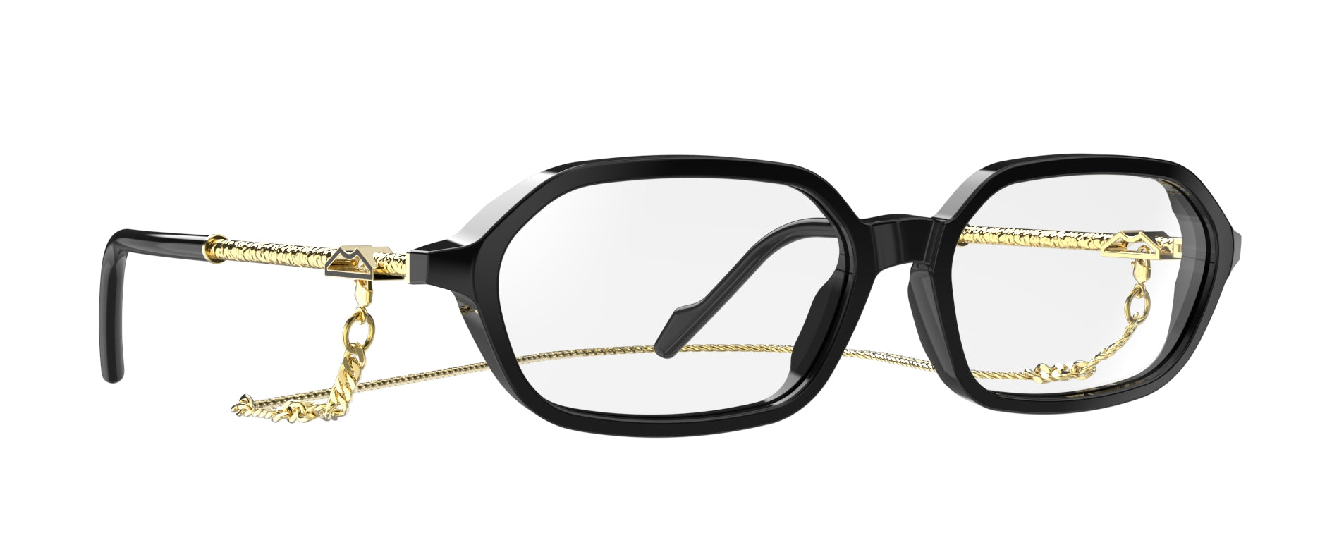 Original Vintage Sunglasses Naples View NIV04 Black Gold Hexagonal Frame