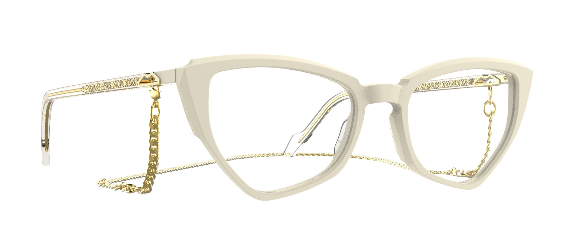 Original Vintage Sunglasses Naples Bay NB09 Cream & Gold Cat-Eye Frame with Detachable Chain
