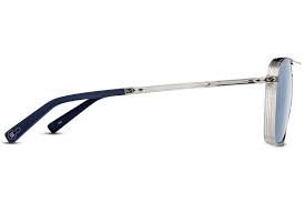 Matsuda M3135-PW – Palladium White Titanium Navigator Sunglasses with Cobalt Blue Lenses