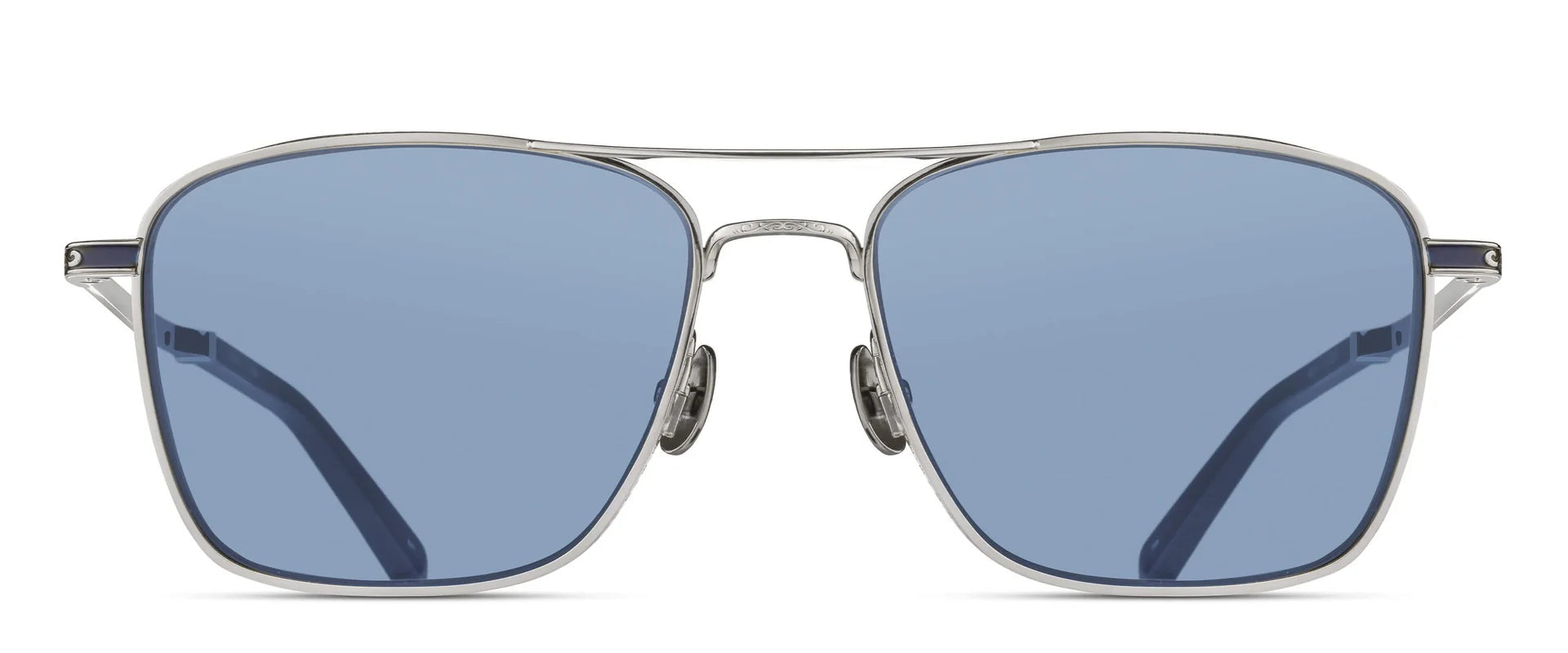 Matsuda M3135-PW – Palladium White Titanium Navigator Sunglasses with Cobalt Blue Lenses