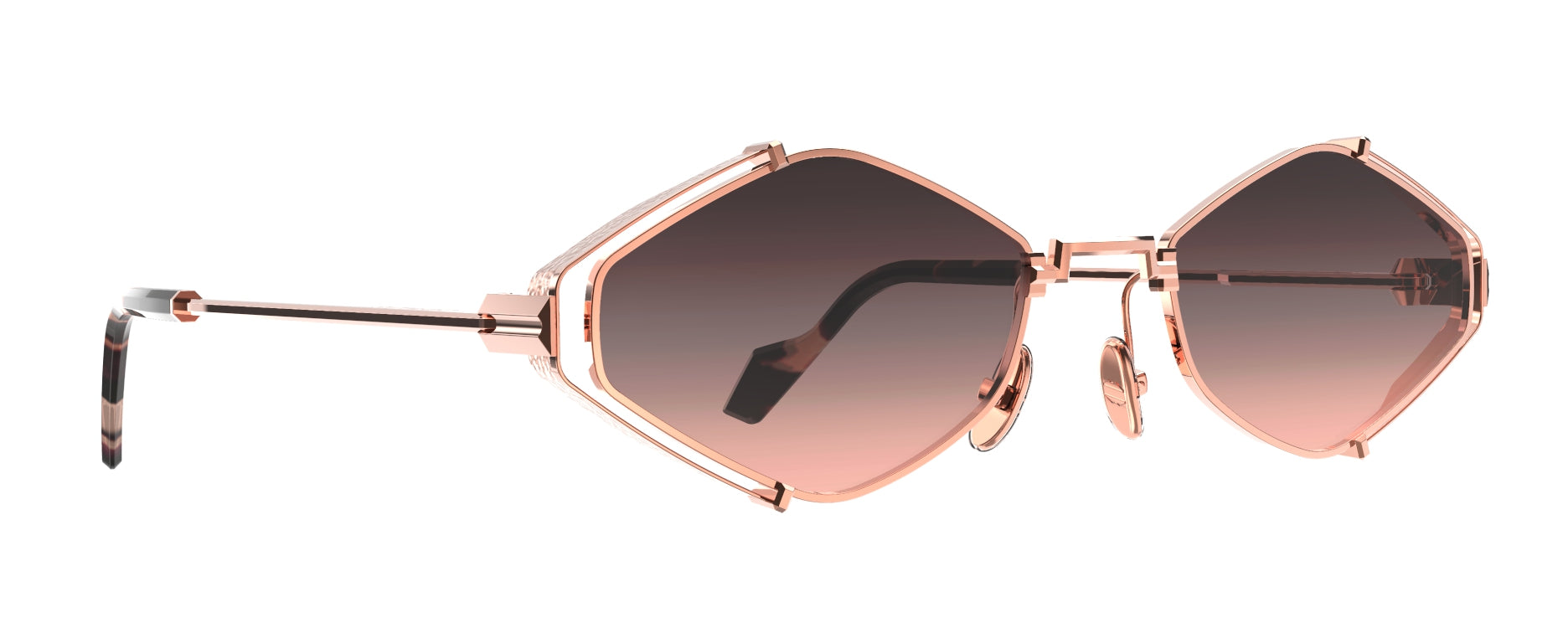 Original Vintage Sunglasses Twenties TW01 Rose Frame with Grey Peach Lenses