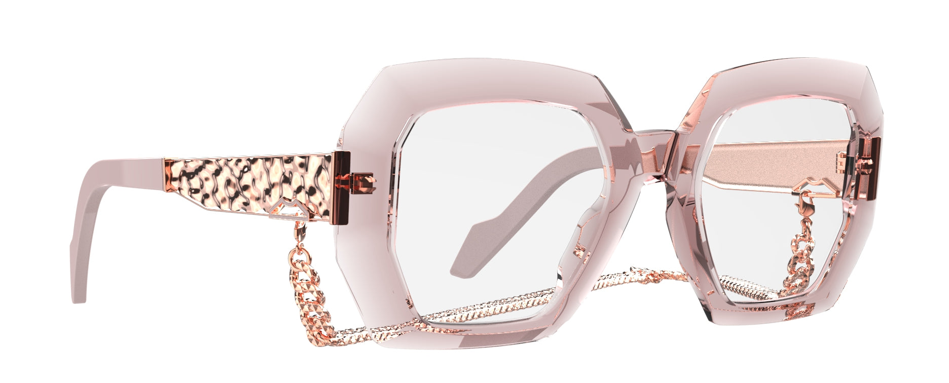 Original Vintage Sunglasses Naples Treasure NTR03 Rose Hexagonal Frame with Aluminum Chain