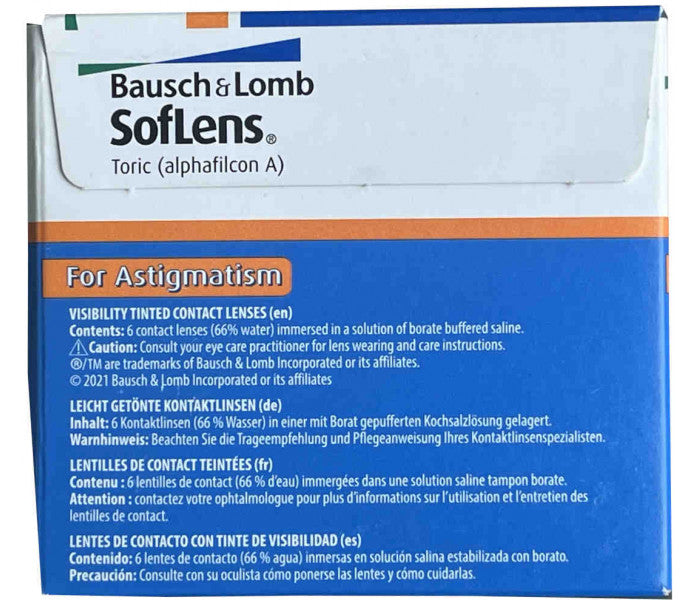 Bausch + Lomb Soflens Toric – Monthly Disposable Contact Lenses (6 Lenses)